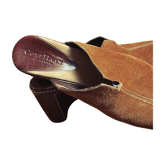 Cole Haan Country Suede Leather Clogs Size 7B Chunky Platform Slip On Mule - Picture 10 of 14